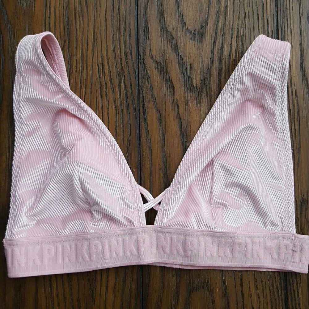 PINK velvet ribbed bralette M